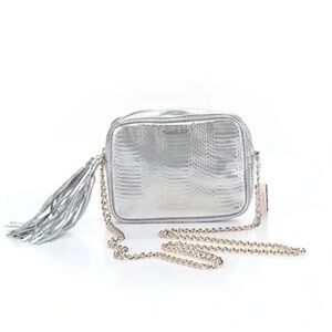 Victoria's Secret Silver Crossbody Bag with Gold Chain and Tassel